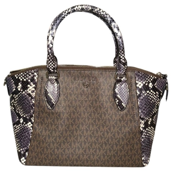 Two-Piece Michael Kors Snakeskin Satchel & Crossbody Bag Set | Day to Night - Picture 2 of 15